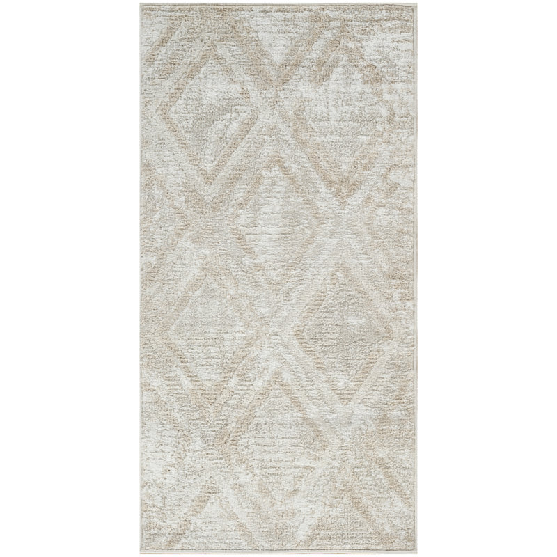Tapis moderne ivoire et beige 2 pi x 4 pi Leuchte, Tapis de couloir 2 pi x 4 pi
