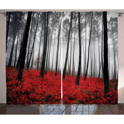 Floral Semi-Sheer Rod Pocket Curtain Panels