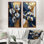 Golden Graceful Buttercups I - Collection d'art floral sur toile 2 panneaux