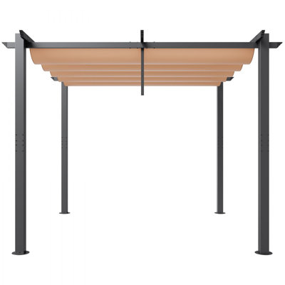 Outdoor Retractable Pergola with Sun Shade Canopy Aluminum Gray