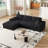 114.5'Modern Corduroy Modular foam Sofa, Recliner Seat reversible Sofa, 2-in-1 Sofa with Recliner and L-Shaped Sofa Combination with Three Cushion Neck Pillow Combination and Two Throw Pillows-260976613
