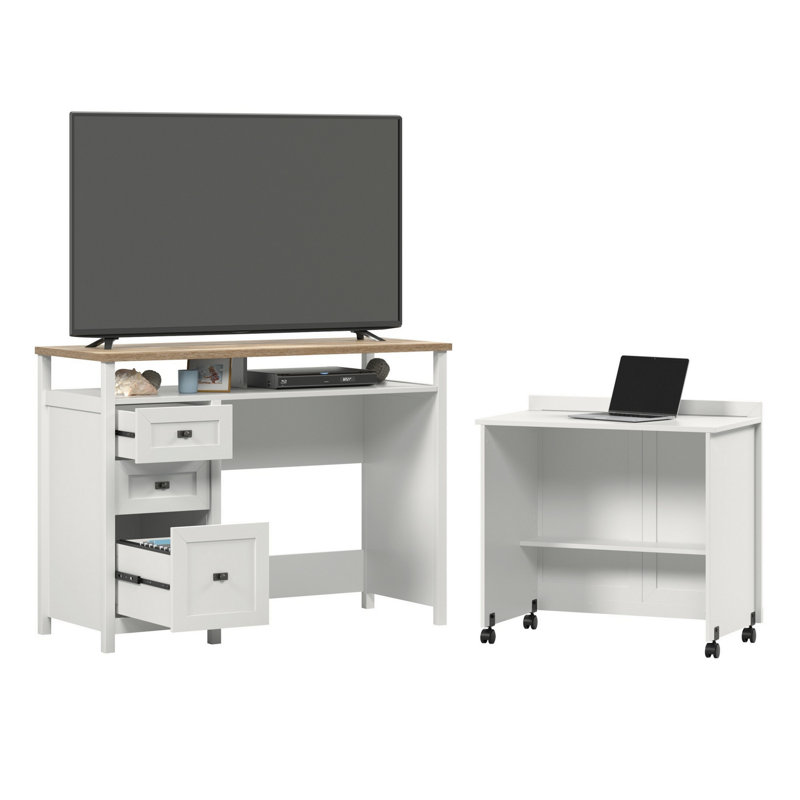 Meuble télé avec bureau et trois tiroirs