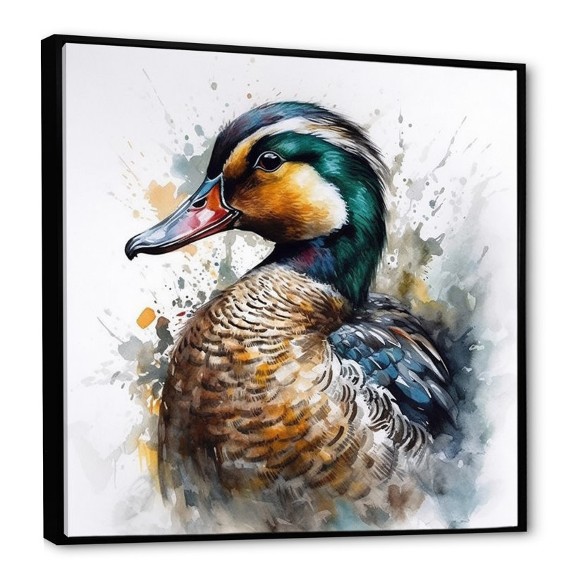 Magnifique canard mâle III - impression, H 16 po x l 16 po x P 1 po, Cadre flottant noir
