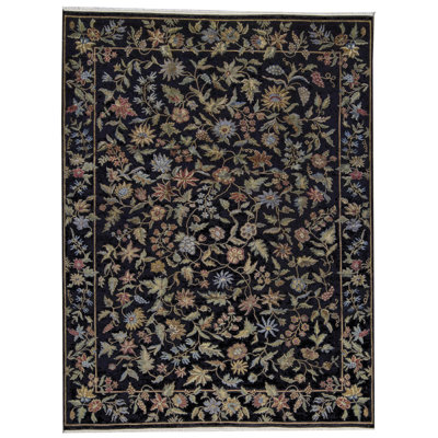 Hand-Knotted High-Quality Black Area Rug
