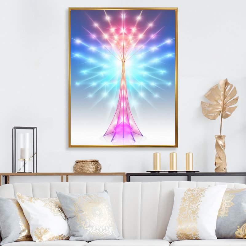 Expansion of Consciousness Abstract Light - formes abstraites, art mural sur toile, Cadre flottant doré