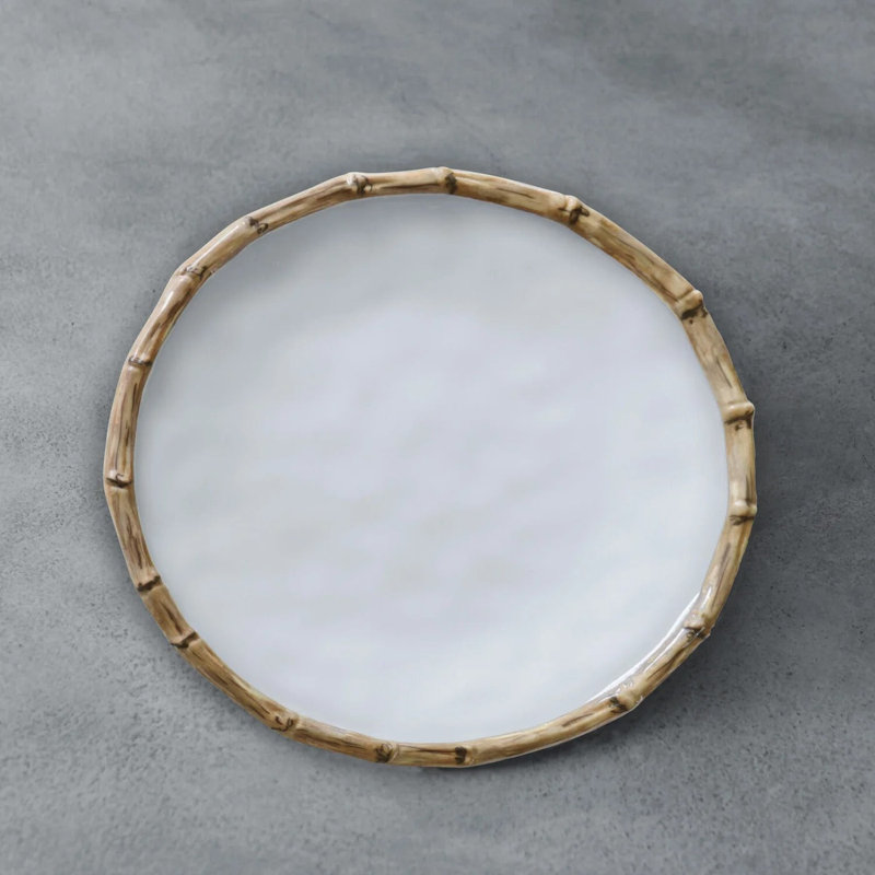 Vida Melamine Salad/Dessert Plate, White/Natural