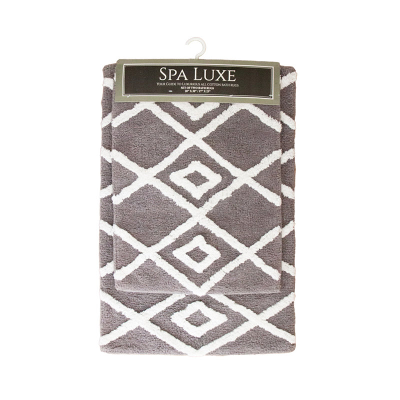 Jalien Cotton Bath Rug, Steel Gray