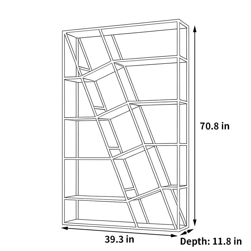 A retro and classic bookcase, 70.8"H x 39.3"W x 11.8"D, Black/White