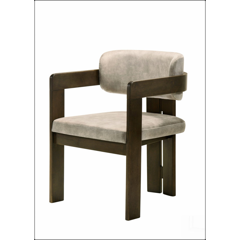 Chaise d'appoint en microfibre polie et finition noyer Destin  