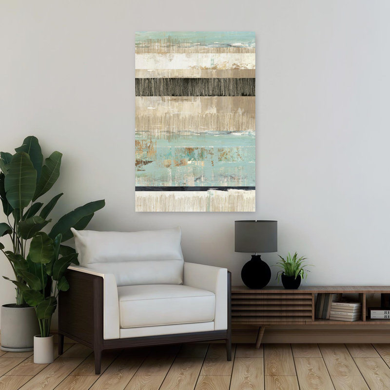 Celadon Dreams II, art abstrait géométrique moderne, H 36 po x l 24 po
