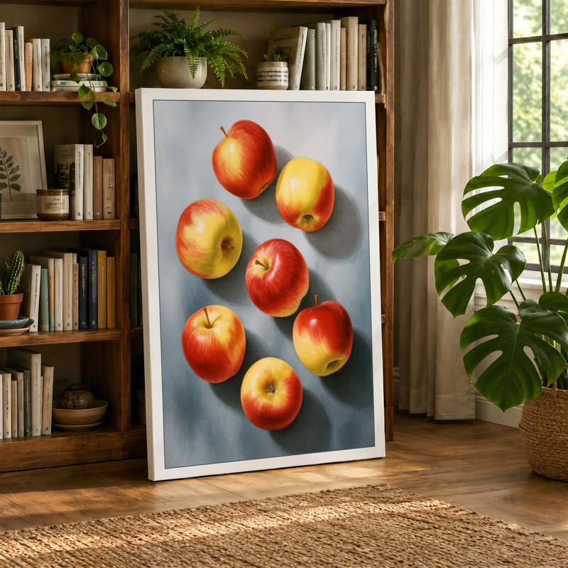 Scattered Apples Modern - Wrapped Canvas, 30x20 - 76.2 x 50.8 cm, Sage Border