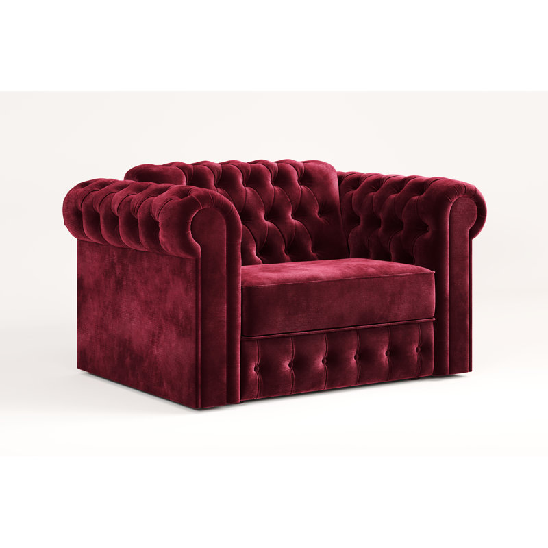 Jay-Be Chesterfield Snuggler Sofa Bed with E-Sprung Mattress - Luxe Velvet, Shiraz
