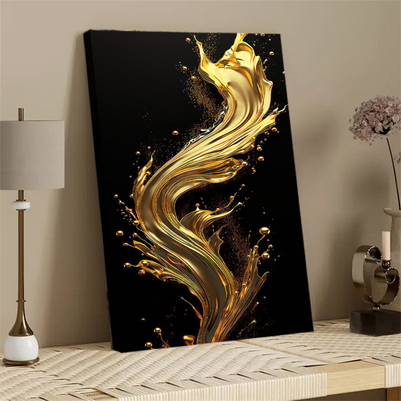 Affiche d'art abstrait noir et or, 20*30inch