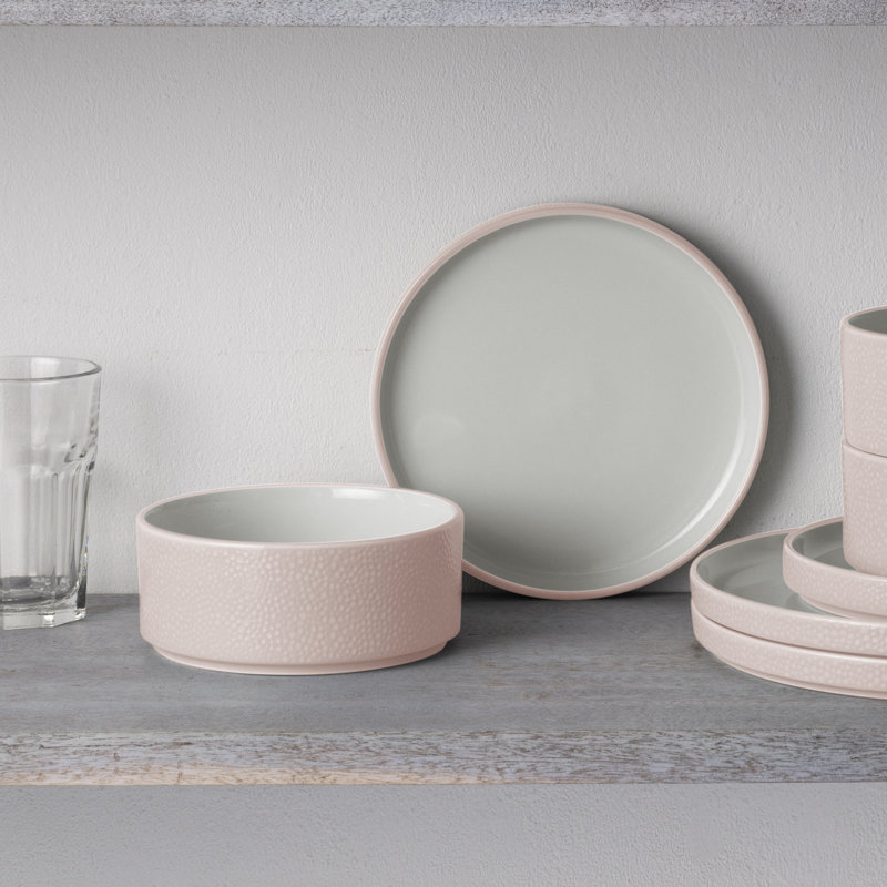 Noritake Colortex Stone 12-Piece Dinnerware Set, Service for 4, Blush