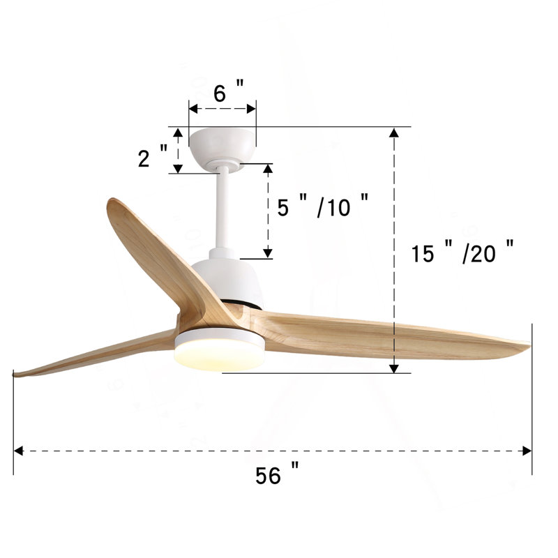 Ventilateur de plafond 56 pouces avec moteur à courant continu écoénergétique à 6 vitesses