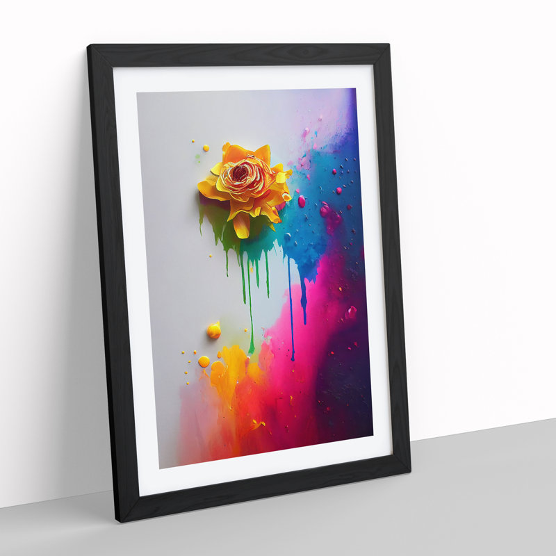 Splattered Flower No.4 Abstract - Framed Print, Black, 64cm H x 46cm W x 2cm D