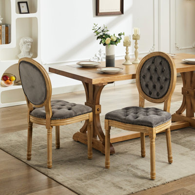 Chaises de salle à manger grises Sw1739gy, de 2, avec structure en bois massif et 2 chaises en cuir artificiel en velours synthétique Sw1739gy faites à la main, hauteur des pieds réglable