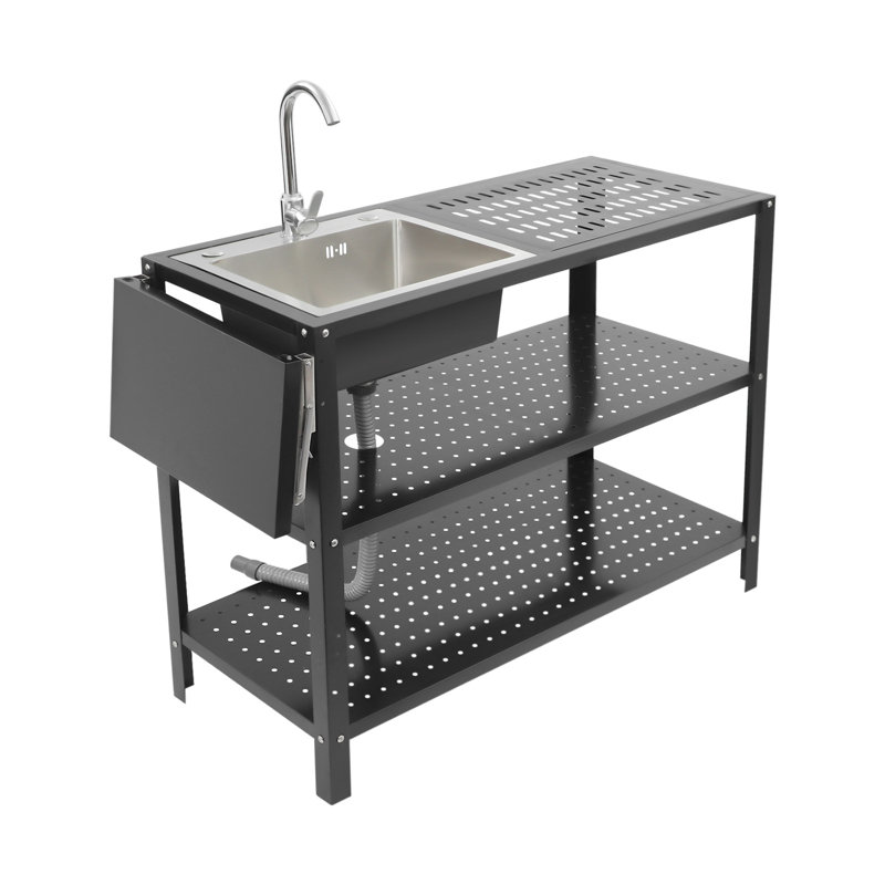 Évier de cuisine autoportant avec tablettes