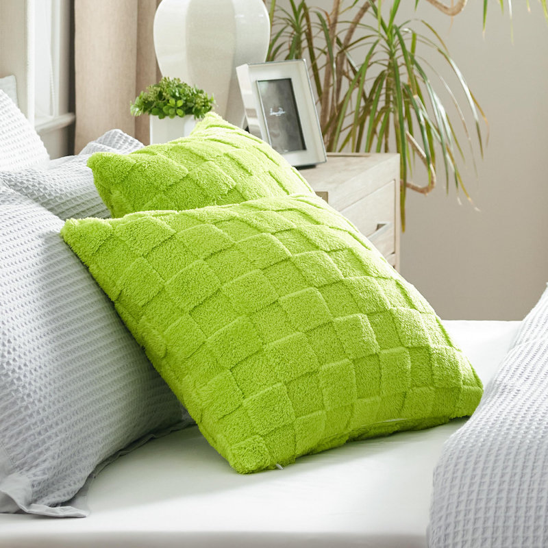 Housses de coussin à rayures, Vert citron
