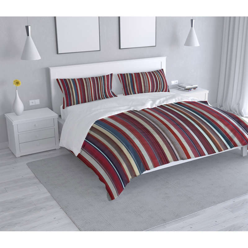 Striped Duvet Cover, King Duvet Cover + 2 King Shams