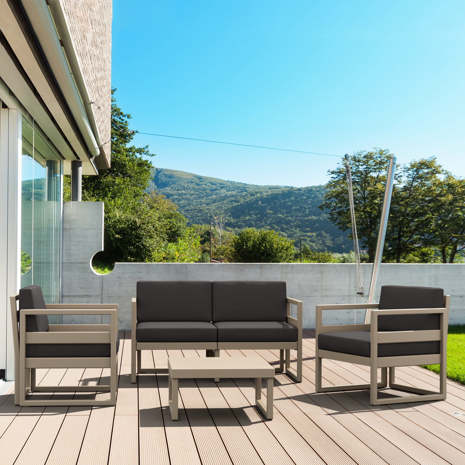 Lane Outdoor Lounge Chair, Taupe, Charcoal