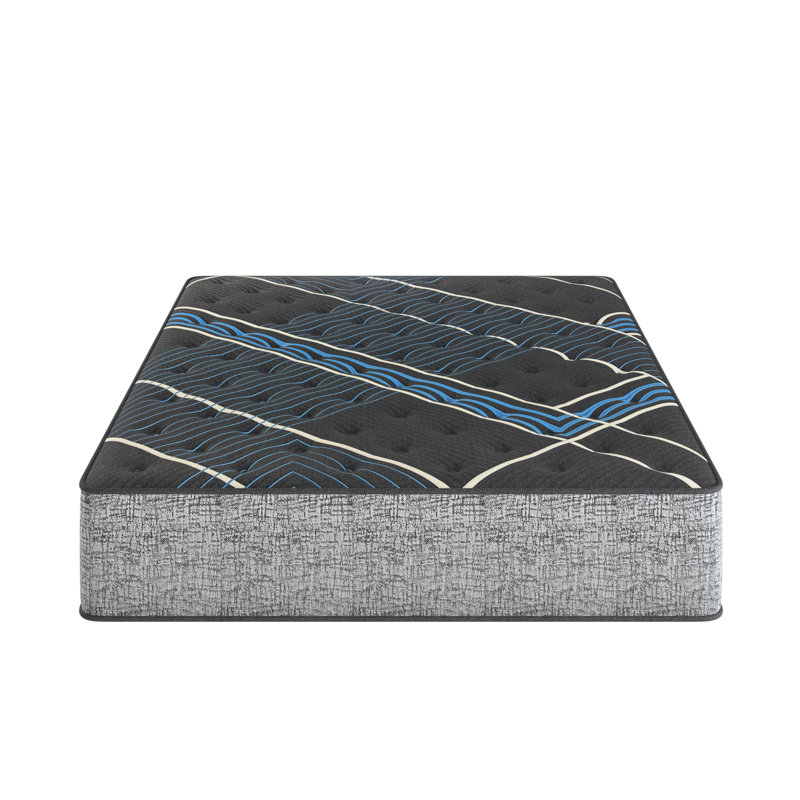 Matelas double de 14 po avec ressorts ensachés individuels, confort ferme, technologie de refroidissement double, mousse, support HD moyen Marvelous Middle®, système de ressorts ensachés 800 individuellement, gris 360 ° + couleur bleue, mousse