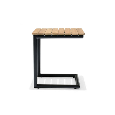 Moorea Aluminum and FSC Teak Outdoor Patio C-shape Side Table