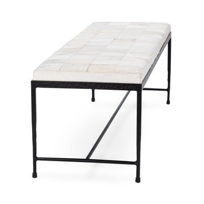 Achen Leather Hide Ottoman Bench