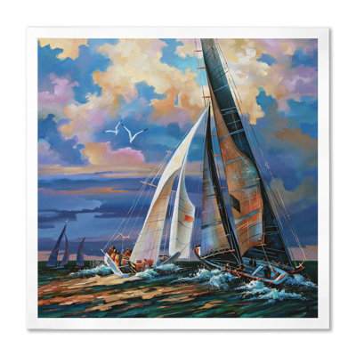 Regatta voiliers arrivant à la finition III - impression sur toile nautique et côtière