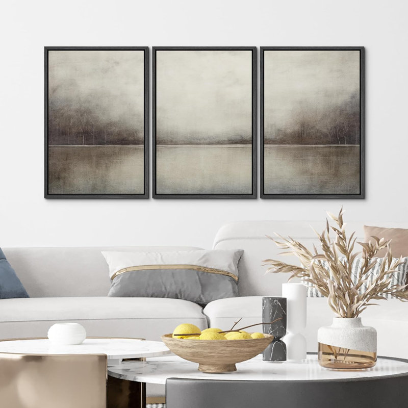 Minimal Landscape 3 - Pieces, 36" H x 24" W x 1.5" D, Black