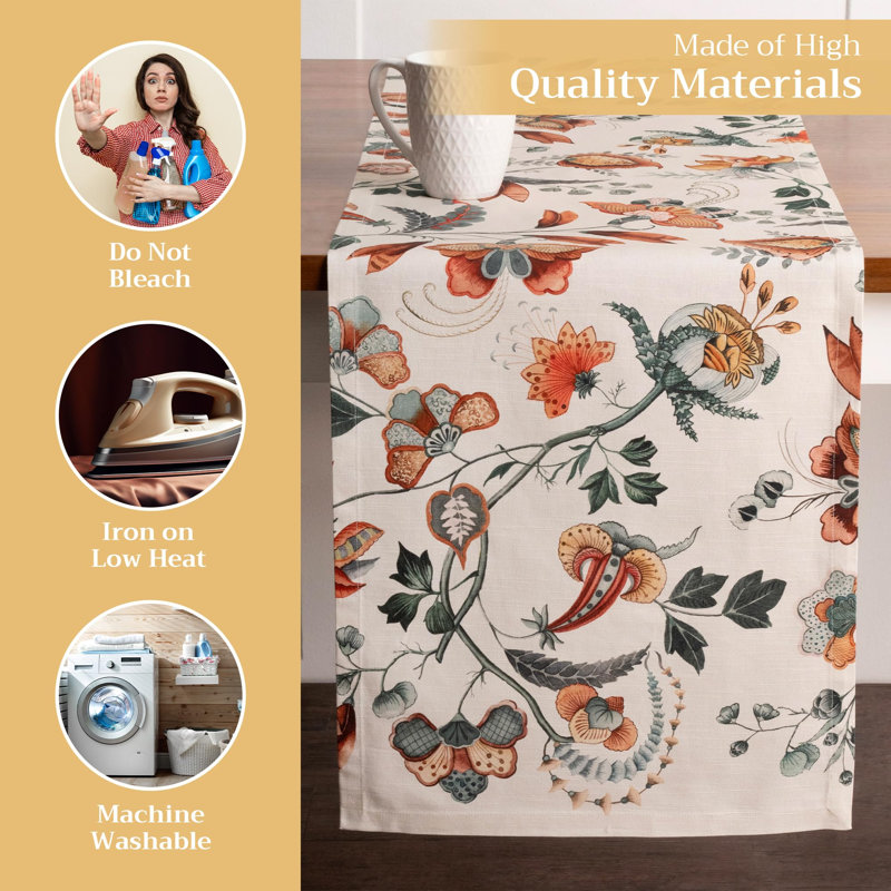 Maison d' Hermine Table runner 100% Cotton Single Layer Table Runners 72 inches long for Thanksgiving Christmas Decorations Home Kitchen Dining Party Wedding (Dalida, 14.5" x 72")