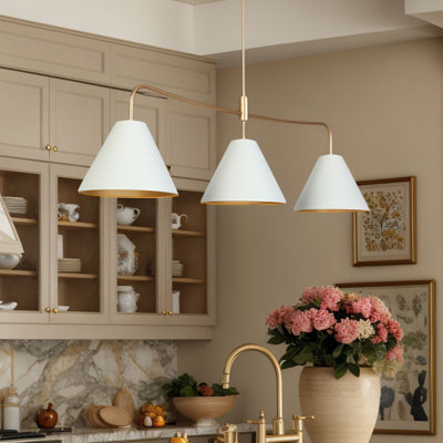  Luminaire suspendu pour îlot de cuisine 3 lumières à intensité variable 44,9 po Kimmons