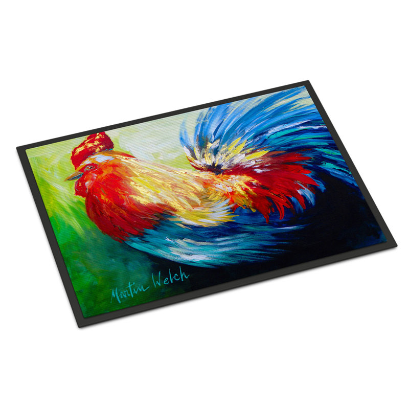 Tapis de porte intérieur anti-dérapant à oiseau coq chief big Jaiden, Rectangle 1 pi 6 po x 2 pi 3 po