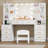 Adriel 59.1" Large Vanity Desk Table With Mirror & Lights, Power Outlet And 8 Drawers 2 Cabinets