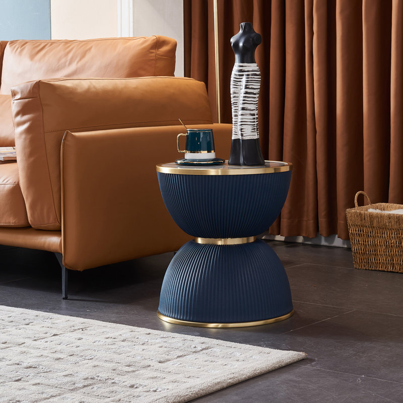 Glass Top End Table, Blue