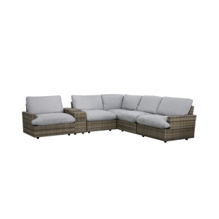Seaside Sectional 6 Piece Outdoor Wicker With Cushions