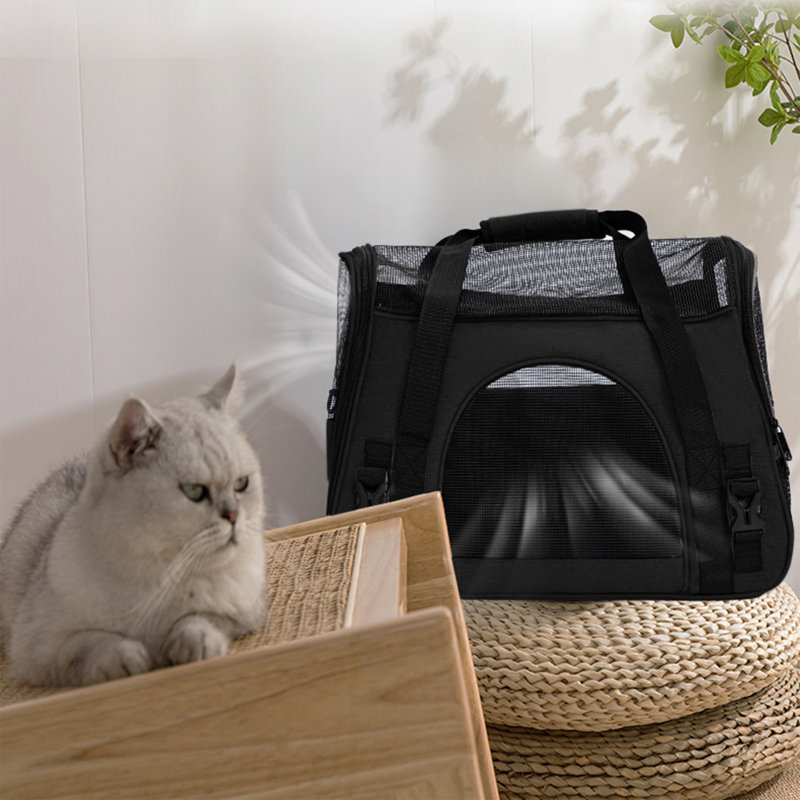 Sac de transport en maille souple pour petits animaux de compagnie, 16,14 x 12,2 x 9,45 pouces, noir, Noir