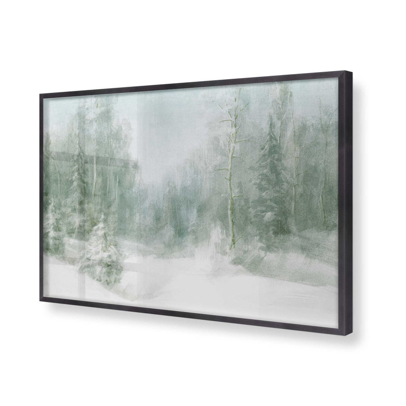 Imprimé paisible forêt givrée, Cadre en zinc patiné, H 12,25 po x l 15,25 po