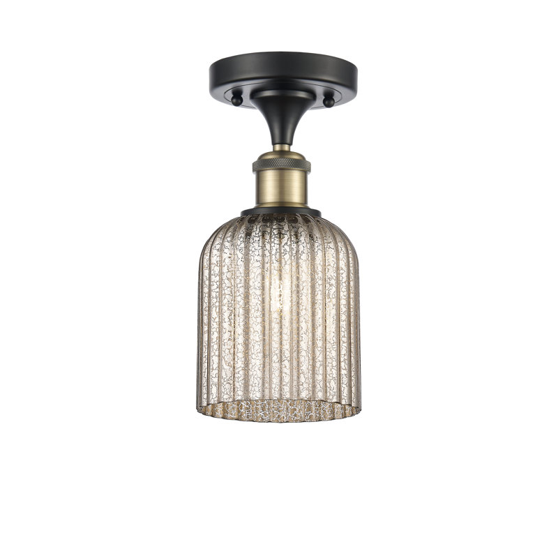 Ballston - Adriena - 1 Light 5" Semi-Flush Mount, Light Smoke, Black Antique Brass