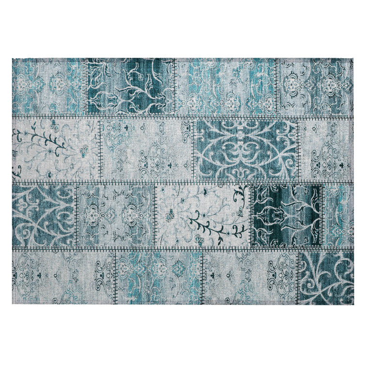 Washable Floral Indoor / Outdoor Rug