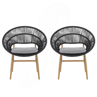 Chaise de salle à manger en osier de style papasan Cyril