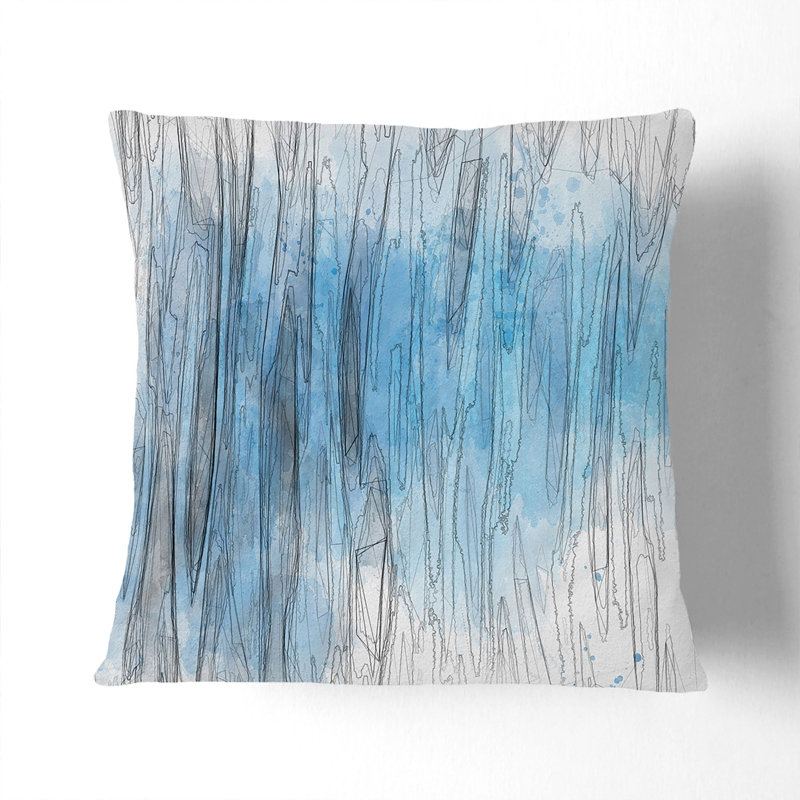 Abstract Square Throw Cushion, 40cm H x 40cm W x 15cm D, White