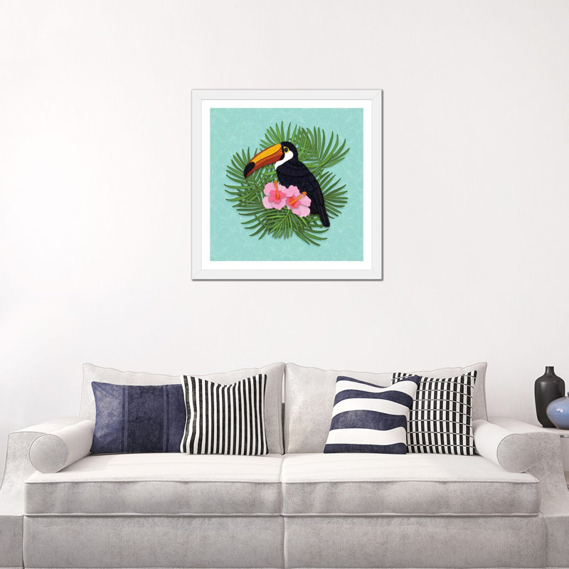 «Toucan Summer» par Angelika Parker, impression, Papier encadré blanc, Blanc, H 24 po x l 24 po x p 1 po