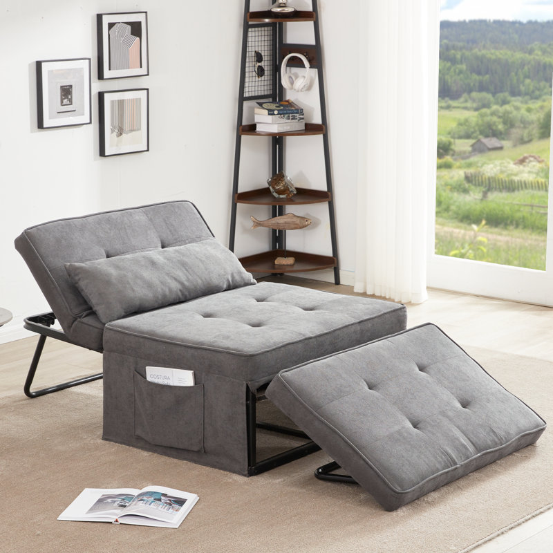 Fauteuil d'appoint convertible 35,8 po Camberly, 100 % lin gris foncé