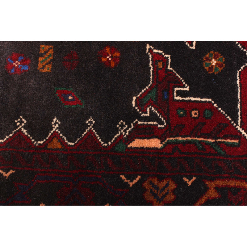 Tapis noir Teimani 4 pi 3 po x 6 pi 8 po