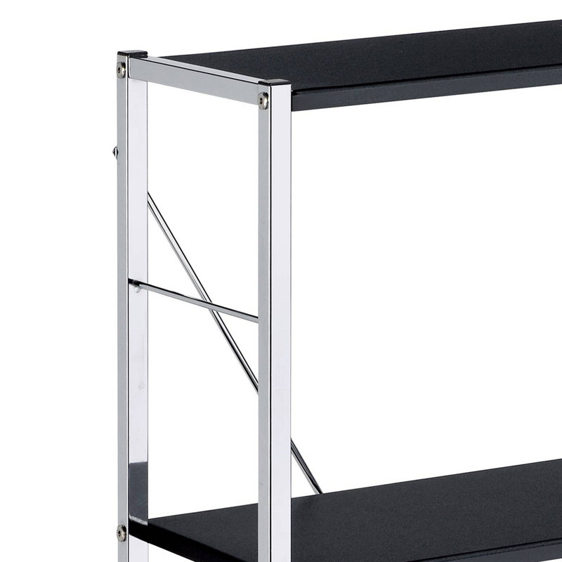 4-Tier Rectangular Bookshelf, Black/Chrome