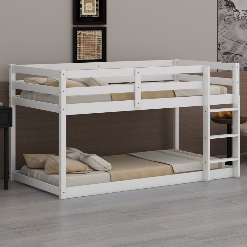 Lit superposé en bois avec échelle, Blanc