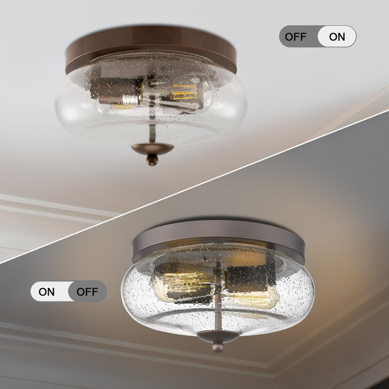 Chrome Finish Flush Mount Ceiling Light Fixture, Bronze