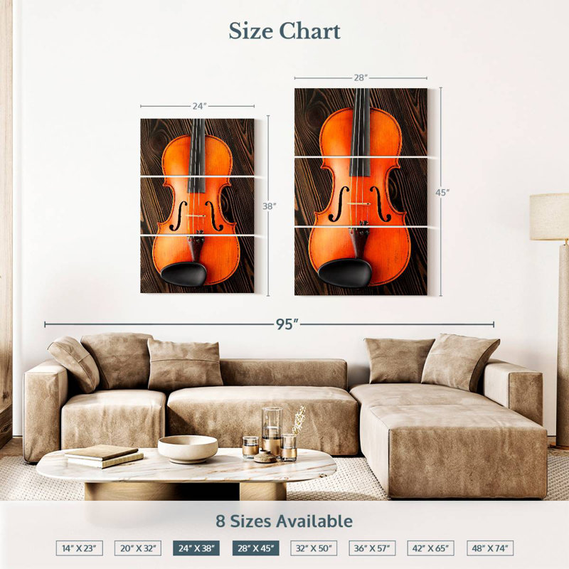 Abarca, violon sur table en bois, H 38 po x l 24 po