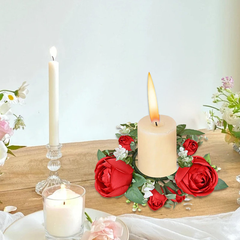 Couronne de 4 petites bougies roses, Rouge